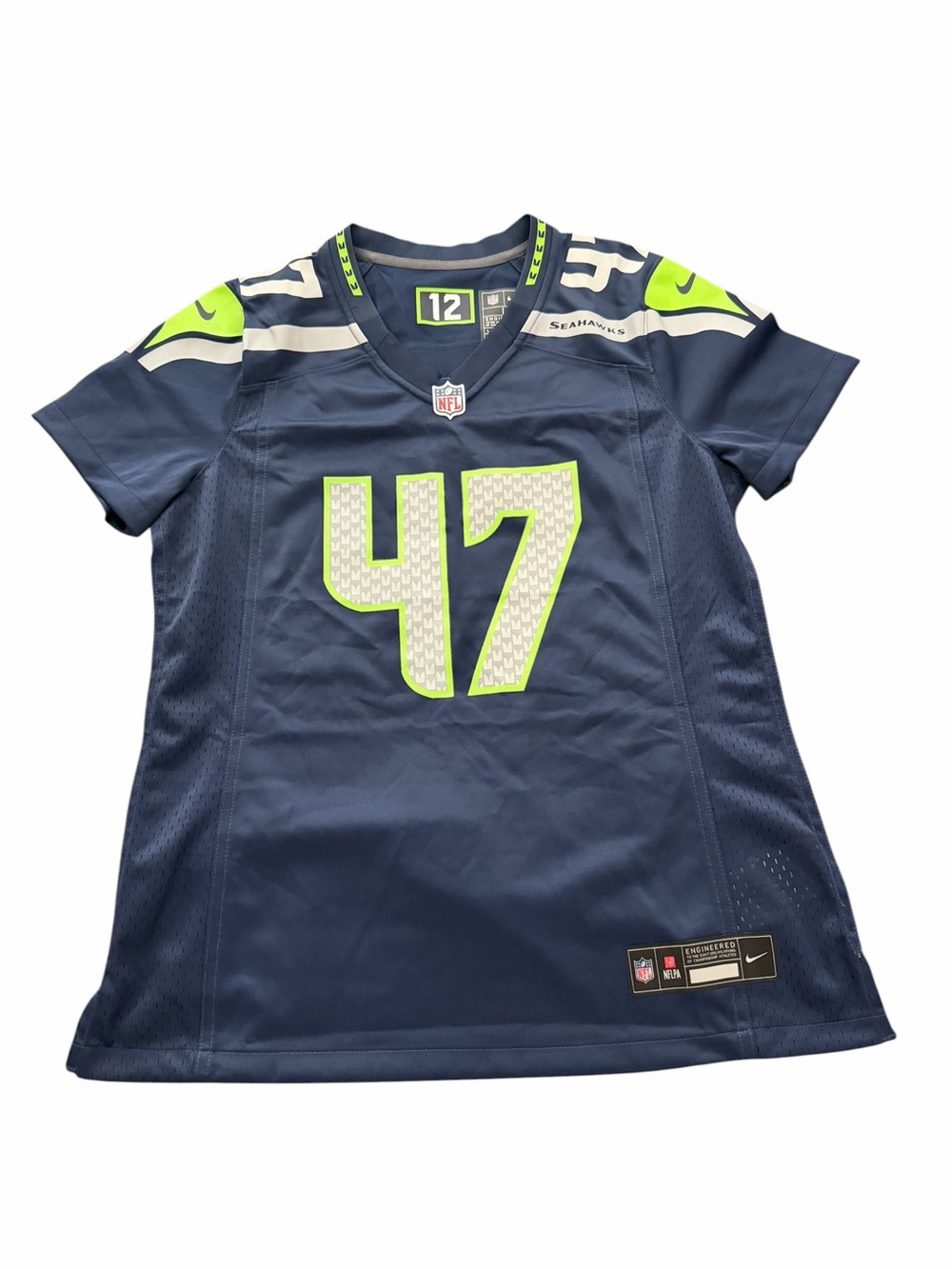 Nike Women's Seattle Seahawks #47 Custom Named blue home Jersey Size Large NWOT